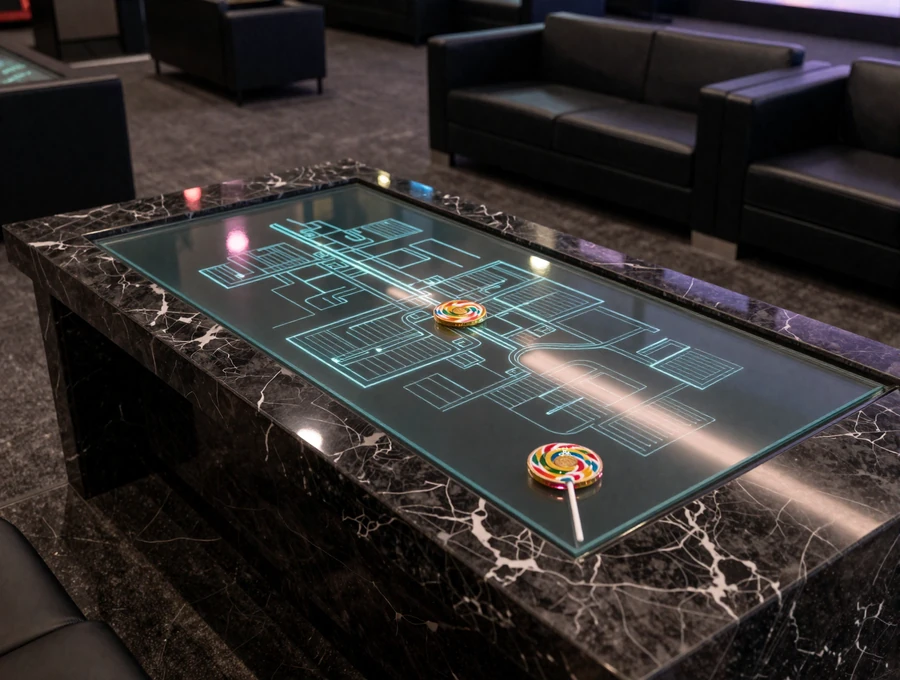 Dunkle Iris Casino Seiten&uuml;bersicht als strukturierte Casino Sitemap mit CandyCoins Lollipop